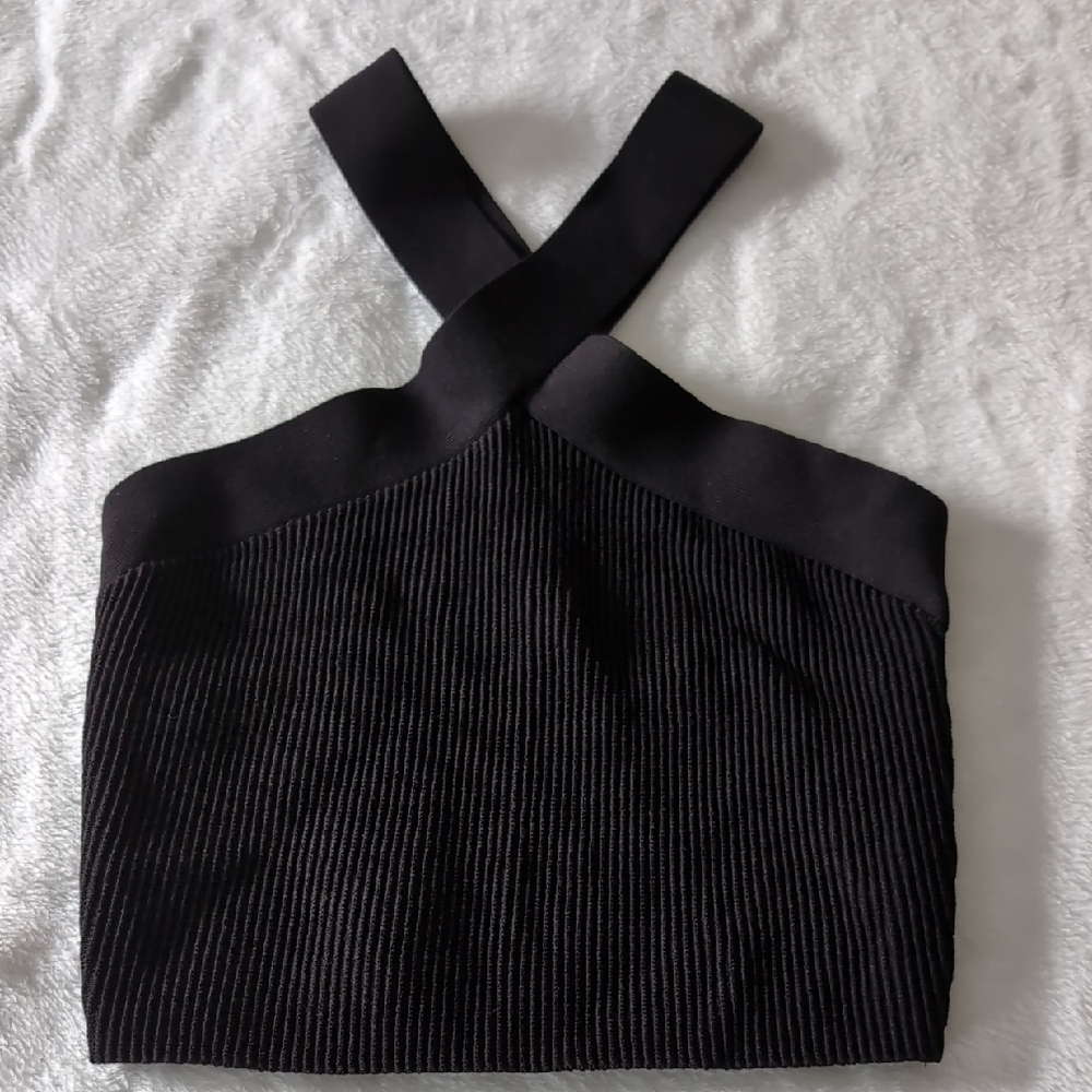 Quince Black Cross-Strap Crop Top